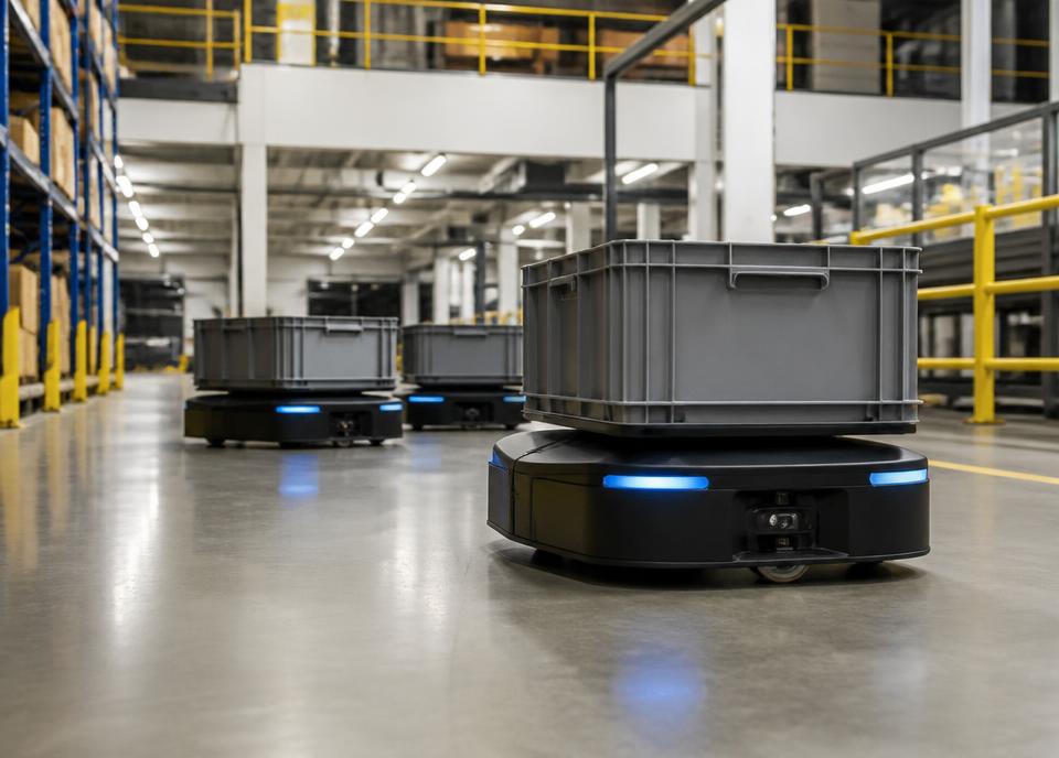 Autonome mobiele robots met kratten